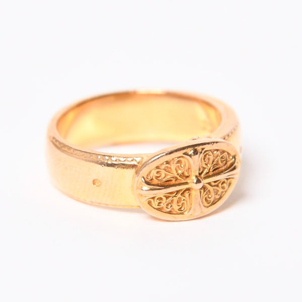 CHROME HEARTS クロムハーツ 22K クラシック オーバルクロス ベルトリング 重量約12.47g サイズ14号 22KYG 美品 中古 4a007290
