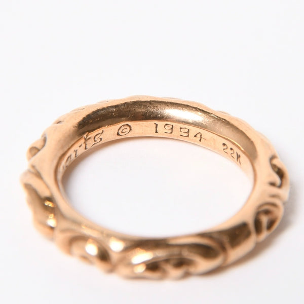 極美品 CHROME HEARTS クロムハーツ スクロールバンドリング 重量約16.8g 22K サイズ20.5号 1994/22K刻印 ゴールド 中古 4a007326