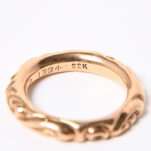 極美品 CHROME HEARTS クロムハーツ スクロールバンドリング 重量約16.8g 22K サイズ20.5号 1994/22K刻印 ゴールド 中古 4a007326