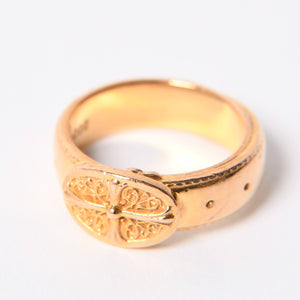CHROME HEARTS クロムハーツ 22K クラシック オーバルクロス ベルトリング 重量約12.47g サイズ14号 22KYG 美品 中古 4a007290