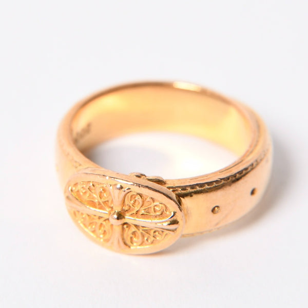 CHROME HEARTS クロムハーツ 22K クラシック オーバルクロス ベルトリング 重量約12.47g サイズ14号 22KYG 美品 中古 4a007290