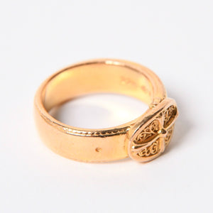 CHROME HEARTS クロムハーツ 22K クラシック オーバルクロス ベルトリング 重量約12.47g サイズ14号 22KYG 美品 中古 4a007290