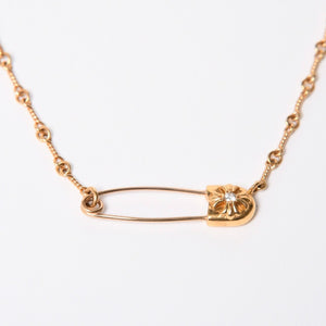極美品 CHROME HEARTS クロムハーツ セーフティピン ネックレス 重量約13.50g ダイヤモンド K22ゴールド 22k 03 CH刻印 中古 4a007262