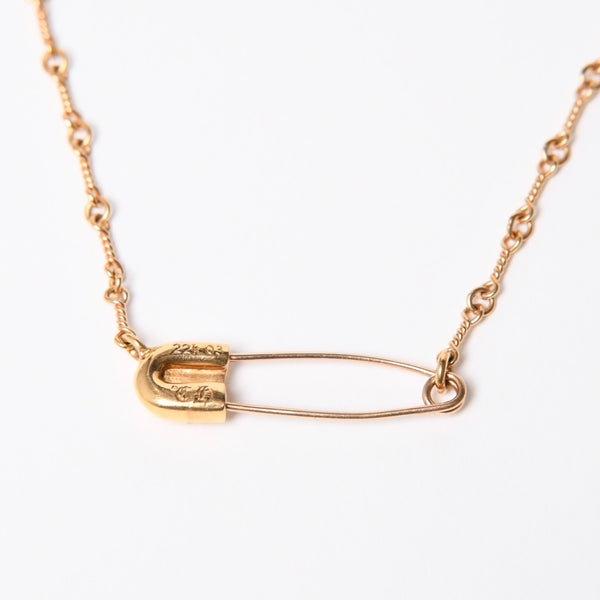 極美品 CHROME HEARTS クロムハーツ セーフティピン ネックレス 重量約13.50g ダイヤモンド K22ゴールド 22k 03 CH刻印 中古 4a007262