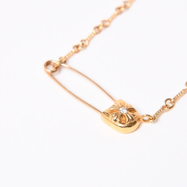 極美品 CHROME HEARTS クロムハーツ セーフティピン ネックレス 重量約13.50g ダイヤモンド K22ゴールド 22k 03 CH刻印 中古 4a007262