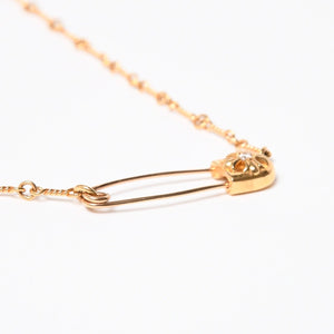 極美品 CHROME HEARTS クロムハーツ セーフティピン ネックレス 重量約13.50g ダイヤモンド K22ゴールド 22k 03 CH刻印 中古 4a007262