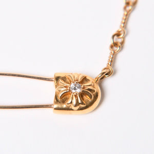 極美品 CHROME HEARTS クロムハーツ セーフティピン ネックレス 重量約13.50g ダイヤモンド K22ゴールド 22k 03 CH刻印 中古 4a007262