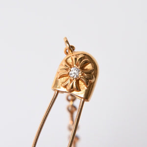 極美品 CHROME HEARTS クロムハーツ セーフティピン ネックレス 重量約13.50g ダイヤモンド K22ゴールド 22k 03 CH刻印 中古 4a007262