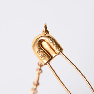 極美品 CHROME HEARTS クロムハーツ セーフティピン ネックレス 重量約13.50g ダイヤモンド K22ゴールド 22k 03 CH刻印 中古 4a007262