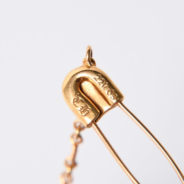 極美品 CHROME HEARTS クロムハーツ セーフティピン ネックレス 重量約13.50g ダイヤモンド K22ゴールド 22k 03 CH刻印 中古 4a007262