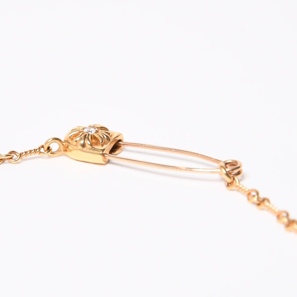 極美品 CHROME HEARTS クロムハーツ セーフティピン ネックレス 重量約13.50g ダイヤモンド K22ゴールド 22k 03 CH刻印 中古 4a007262