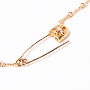 極美品 CHROME HEARTS クロムハーツ セーフティピン ネックレス 重量約13.50g ダイヤモンド K22ゴールド 22k 03 CH刻印 中古 4a007262
