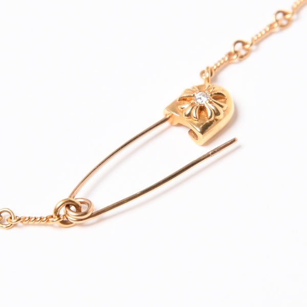 極美品 CHROME HEARTS クロムハーツ セーフティピン ネックレス 重量約13.50g ダイヤモンド K22ゴールド 22k 03 CH刻印 中古 4a007262