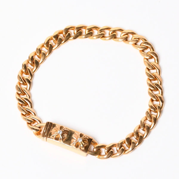 CHROME HEARTS クロムハーツ MINI ID 2CHX 2Pダイヤモンド 22K ゴールドブレスレット 22k2000刻印 重量約49.03g 美品 中古 4a007264