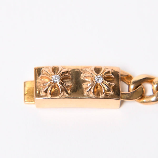 CHROME HEARTS クロムハーツ MINI ID 2CHX 2Pダイヤモンド 22K ゴールドブレスレット 22k2000刻印 重量約49.03g 美品 中古 4a007264