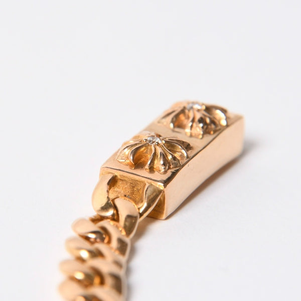 CHROME HEARTS クロムハーツ MINI ID 2CHX 2Pダイヤモンド 22K ゴールドブレスレット 22k2000刻印 重量約49.03g 美品 中古 4a007264