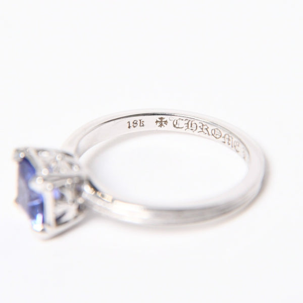 極美品 CHROME HEARTS クロムハーツ 指輪 リング CHプラス純正 ダイヤモンド カクテルリング 18kWG ホワイトゴールド 重量約3.3g サイズ9号 中古 4a007291