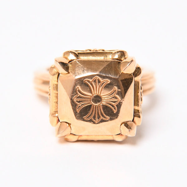 極美品 CHROME HEARTS クロムハーツ 指輪 リング CHプラス カクテルリング ゴールド 重量約25.8g サイズ9号 中古 4a007260
