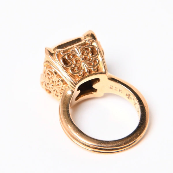 極美品 CHROME HEARTS クロムハーツ 指輪 リング CHプラス カクテルリング ゴールド 重量約25.8g サイズ9号 中古 4a007260