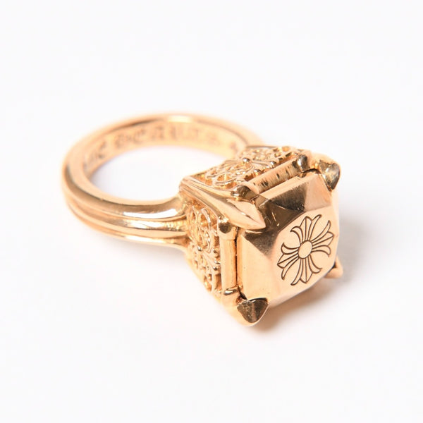 極美品 CHROME HEARTS クロムハーツ 指輪 リング CHプラス カクテルリング ゴールド 重量約25.8g サイズ9号 中古 4a007260