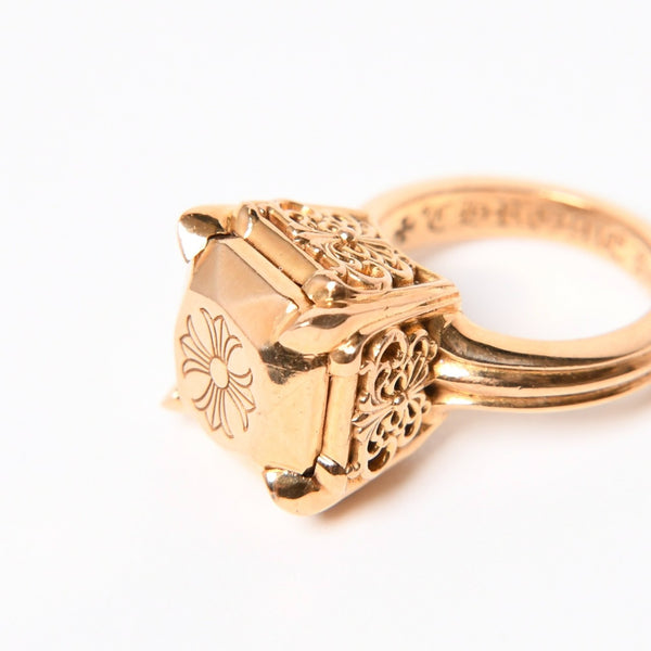 極美品 CHROME HEARTS クロムハーツ 指輪 リング CHプラス カクテルリング ゴールド 重量約25.8g サイズ9号 中古 4a007260