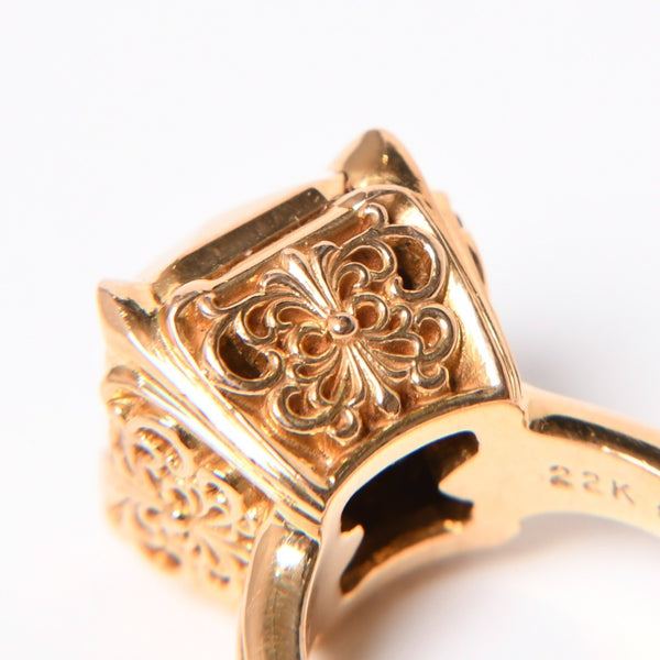 極美品 CHROME HEARTS クロムハーツ 指輪 リング CHプラス カクテルリング ゴールド 重量約25.8g サイズ9号 中古 4a007260