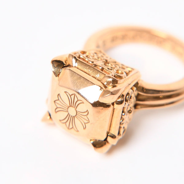 極美品 CHROME HEARTS クロムハーツ 指輪 リング CHプラス カクテルリング ゴールド 重量約25.8g サイズ9号 中古 4a007260