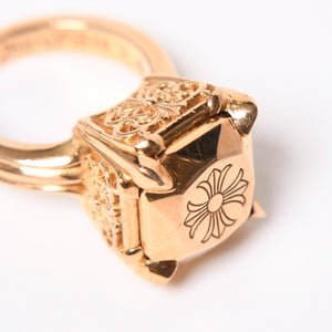 極美品 CHROME HEARTS クロムハーツ 指輪 リング CHプラス カクテルリング ゴールド 重量約25.8g サイズ9号 中古 4a007260