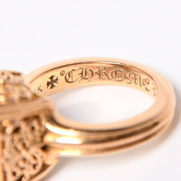 極美品 CHROME HEARTS クロムハーツ 指輪 リング CHプラス カクテルリング ゴールド 重量約25.8g サイズ9号 中古 4a007260