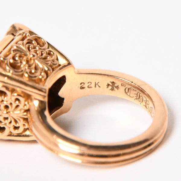 極美品 CHROME HEARTS クロムハーツ 指輪 リング CHプラス カクテルリング ゴールド 重量約25.8g サイズ9号 中古 4a007260