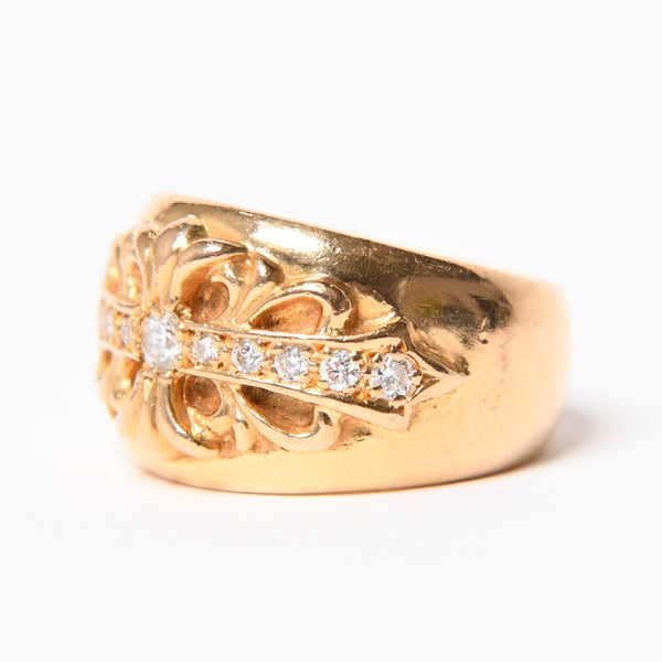 CHROME HEARTS クロムハーツ 指輪 リング フローラルクロスリング 22K ゴールド ダイヤモンド 重量約28.8g サイズ16.5号 美品 中古 4a007259