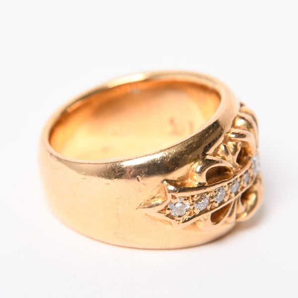 CHROME HEARTS クロムハーツ 指輪 リング フローラルクロスリング 22K ゴールド ダイヤモンド 重量約28.8g サイズ16.5号 美品 中古 4a007259