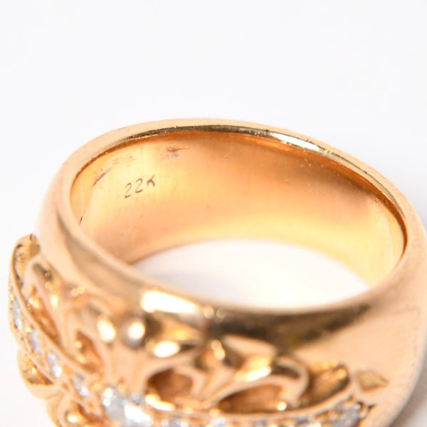 CHROME HEARTS クロムハーツ 指輪 リング フローラルクロスリング 22K ゴールド ダイヤモンド 重量約28.8g サイズ16.5号 美品 中古 4a007259