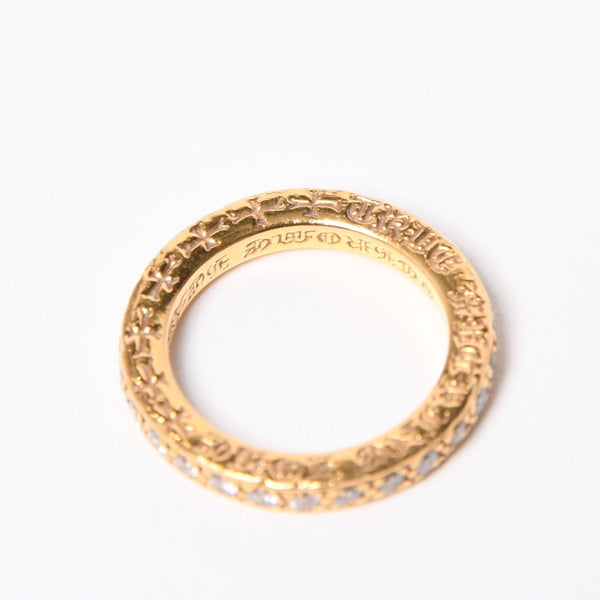 極美品 CHROME HEARTS クロムハーツ 22K TFL RING TFLリング 重量約6.52g サイズ8.5号 パヴェダイヤ 中古 4a007327