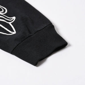 極美品 CHROME HEARTS クロムハーツ オールド 長袖Tシャツ サイズM フローラルクロス ホースシュー ニューヨーク限定 ブラック 中古 4a007292