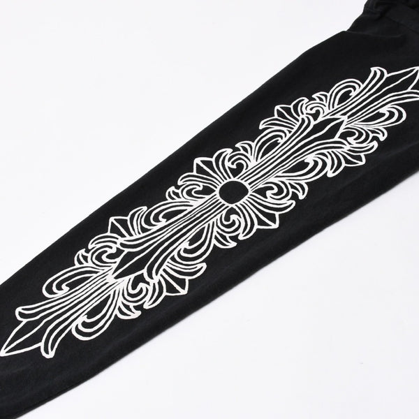 極美品 CHROME HEARTS クロムハーツ オールド 長袖Tシャツ サイズM フローラルクロス ホースシュー ニューヨーク限定 ブラック 中古 4a007292
