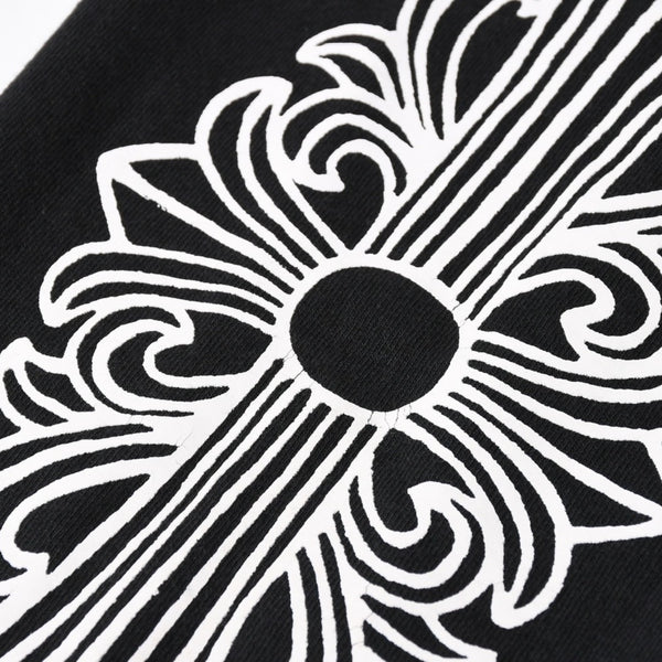 極美品 CHROME HEARTS クロムハーツ オールド 長袖Tシャツ サイズM フローラルクロス ホースシュー ニューヨーク限定 ブラック 中古 4a007292