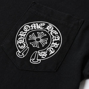極美品 CHROME HEARTS クロムハーツ オールド 長袖Tシャツ サイズM フローラルクロス ホースシュー ニューヨーク限定 ブラック 中古 4a007292