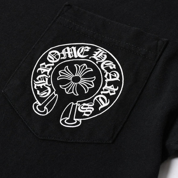 極美品 CHROME HEARTS クロムハーツ オールド 長袖Tシャツ サイズM フローラルクロス ホースシュー ニューヨーク限定 ブラック 中古 4a007292