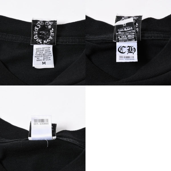 極美品 CHROME HEARTS クロムハーツ オールド 長袖Tシャツ サイズM フローラルクロス ホースシュー ニューヨーク限定 ブラック 中古 4a007292