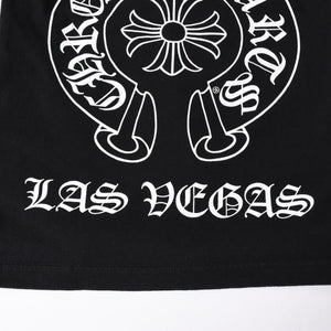 極美品 CHROME HEARTS クロムハーツ 長袖Tシャツ サイズM フローラルクロス ホースシュー ラスベガス限定 ブラック 中古 4a007293