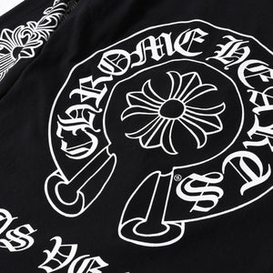 極美品 CHROME HEARTS クロムハーツ 長袖Tシャツ サイズM フローラルクロス ホースシュー ラスベガス限定 ブラック 中古 4a007293