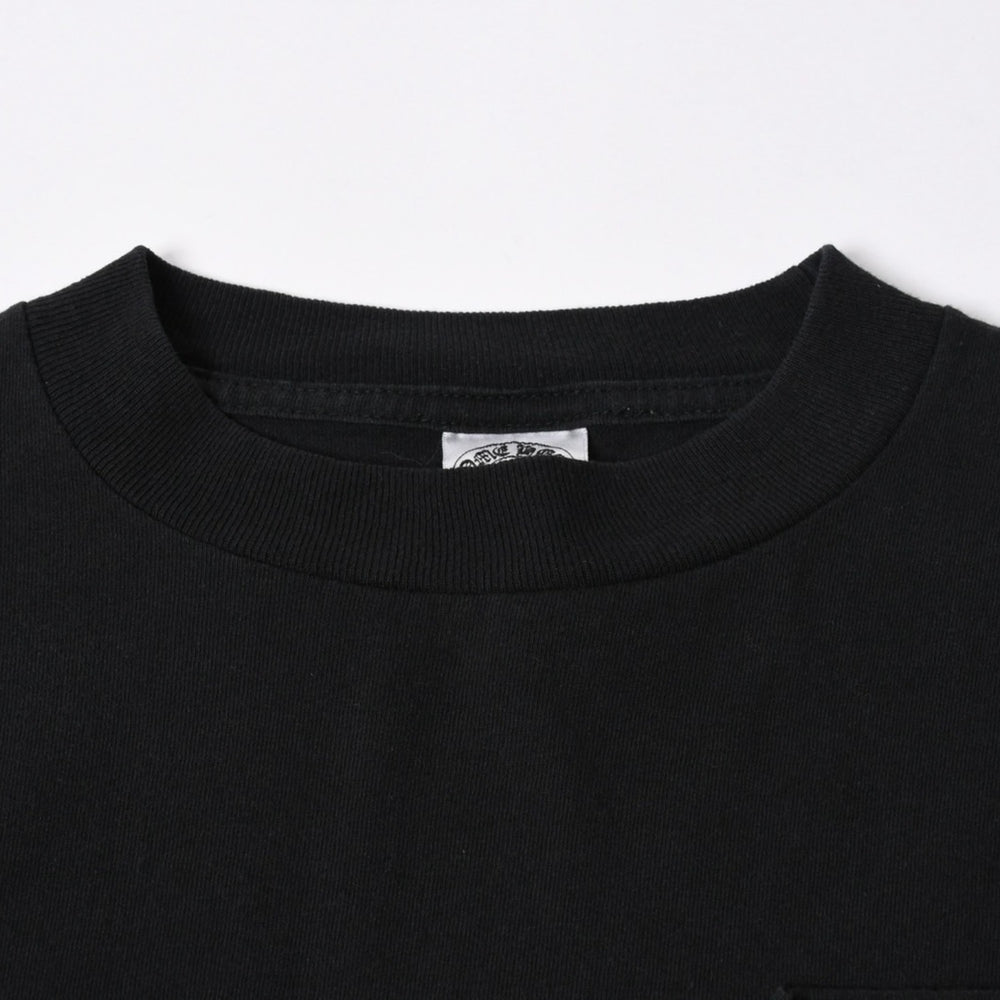 極美品 CHROME HEARTS クロムハーツ オールド 長袖Tシャツ サイズM フローラルクロス ホースシュー ニューヨーク限定 ブラック 中古 4a007292