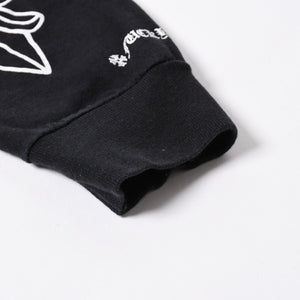 極美品 CHROME HEARTS クロムハーツ 長袖Tシャツ サイズM フローラルクロス ホースシュー ラスベガス限定 ブラック 中古 4a007293