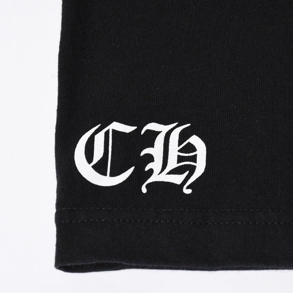 極美品 CHROME HEARTS クロムハーツ 長袖Tシャツ サイズM フローラルクロス ホースシュー ラスベガス限定 ブラック 中古 4a007293