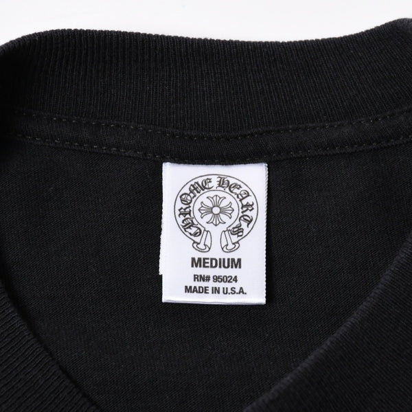 極美品 CHROME HEARTS クロムハーツ 長袖Tシャツ サイズM フローラルクロス ホースシュー ラスベガス限定 ブラック 中古 4a007293