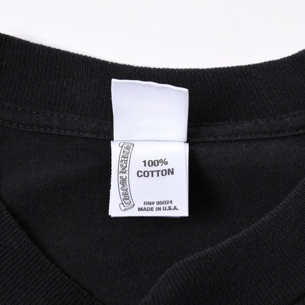 極美品 CHROME HEARTS クロムハーツ 長袖Tシャツ サイズM フローラルクロス ホースシュー ラスベガス限定 ブラック 中古 4a007293
