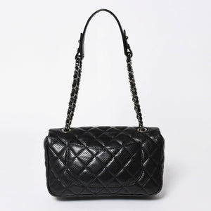 極美品 CHANEL シャネル マトラッセ25 Wチェーンワンショルダーバッグ A90211 19番台 ココマーク ラムスキン パンチングレザー 中古 4a007185