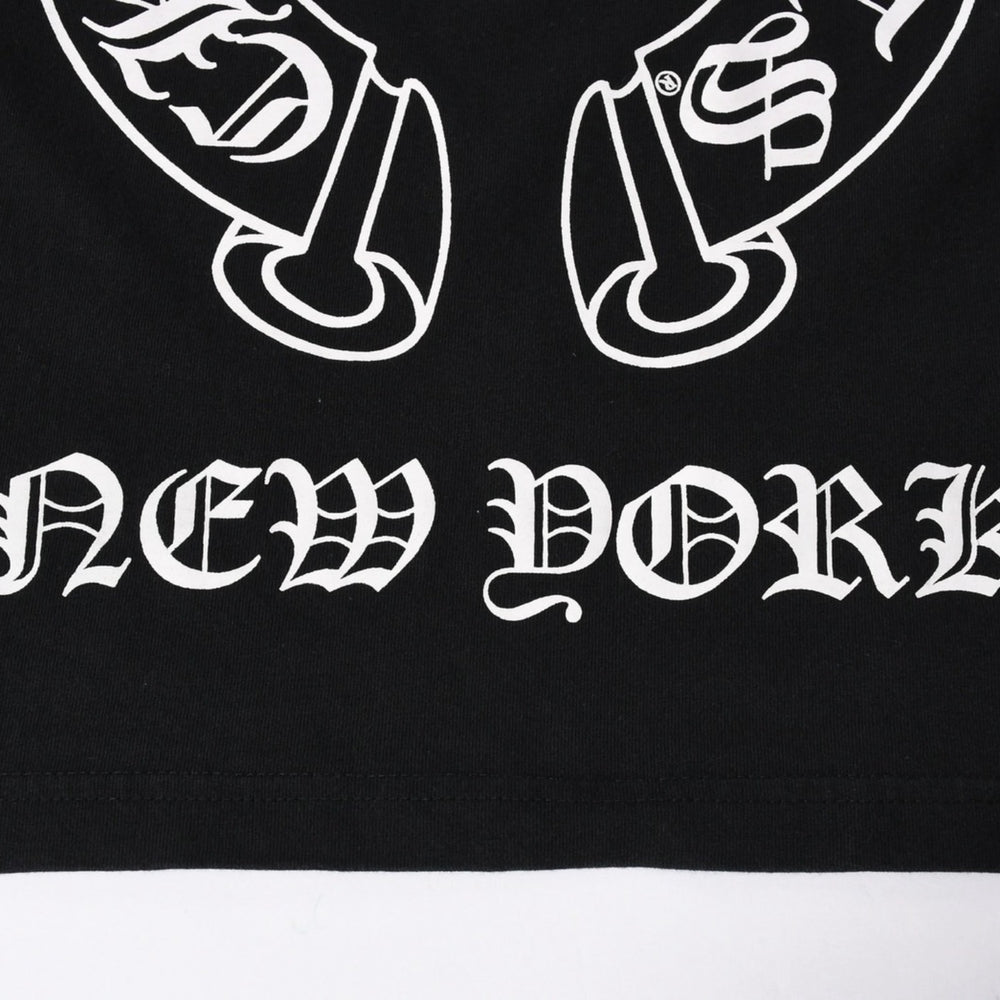 極美品 CHROME HEARTS クロムハーツ オールド 長袖Tシャツ サイズM フローラルクロス ホースシュー ニューヨーク限定 ブラック 中古 4a007292