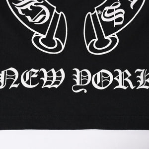 極美品 CHROME HEARTS クロムハーツ オールド 長袖Tシャツ サイズM フローラルクロス ホースシュー ニューヨーク限定 ブラック 中古 4a007292